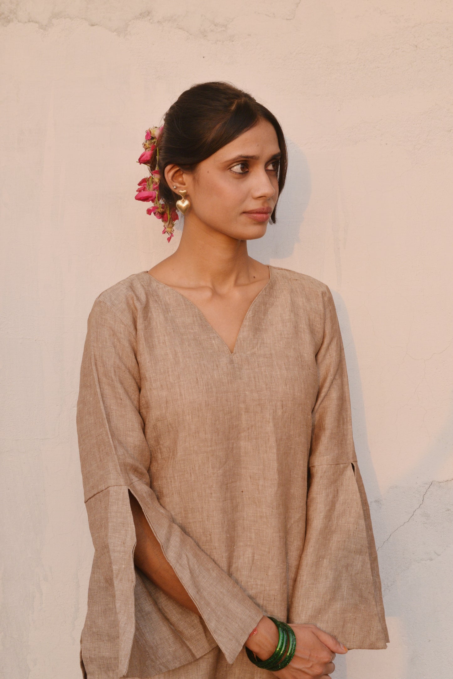 Brown Linen Kurta