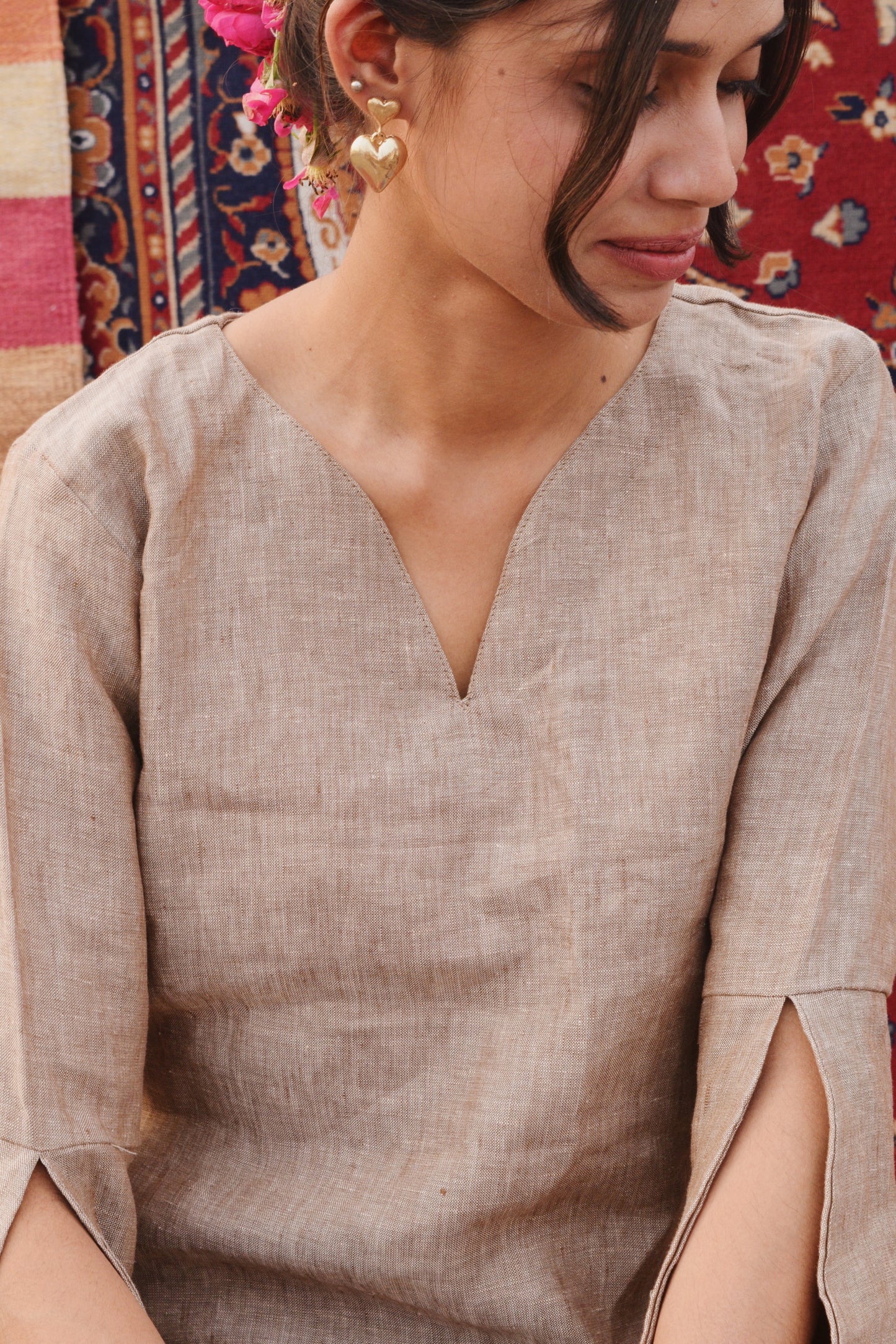 Brown Linen Kurta