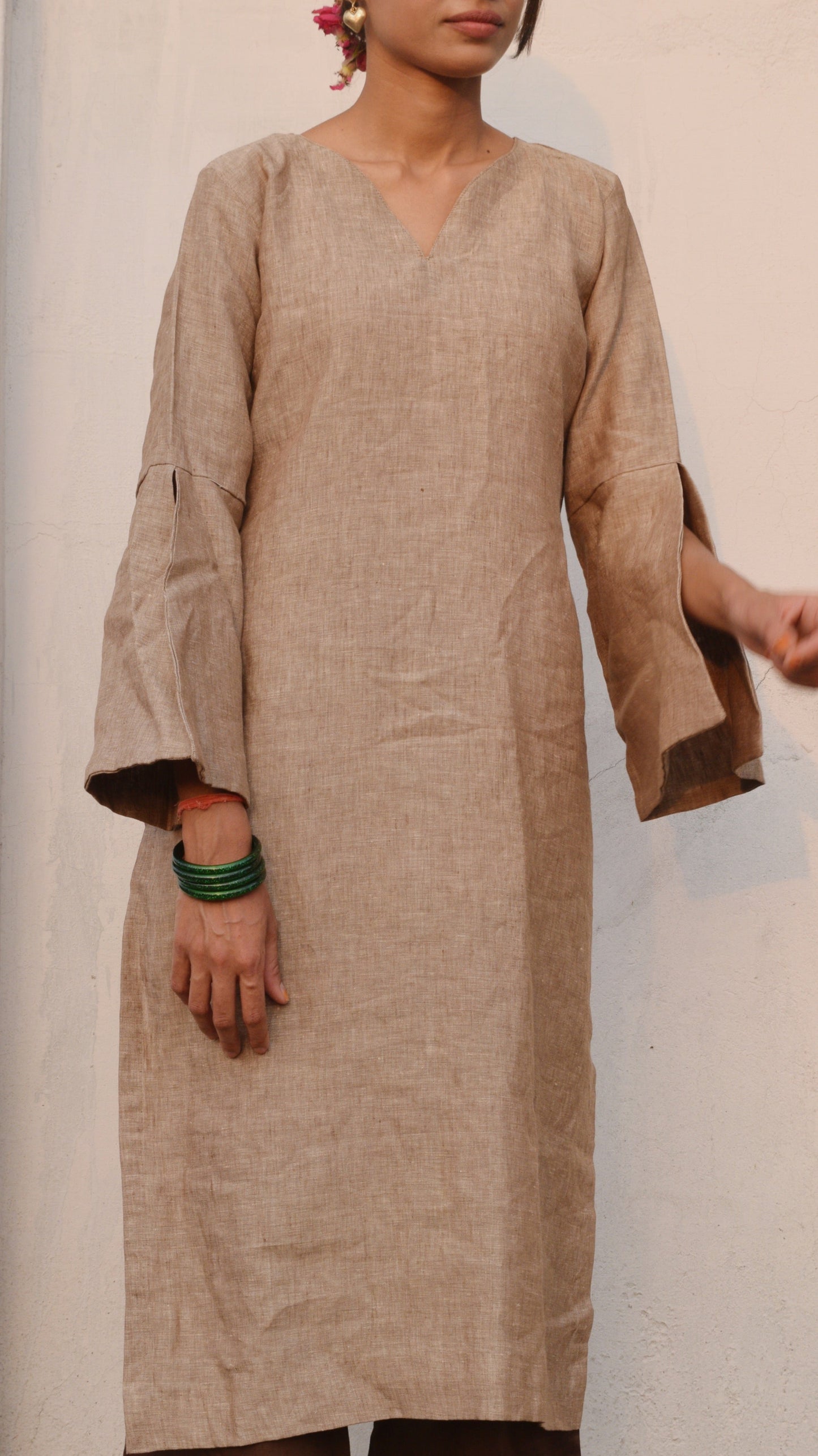 Brown Linen Kurta