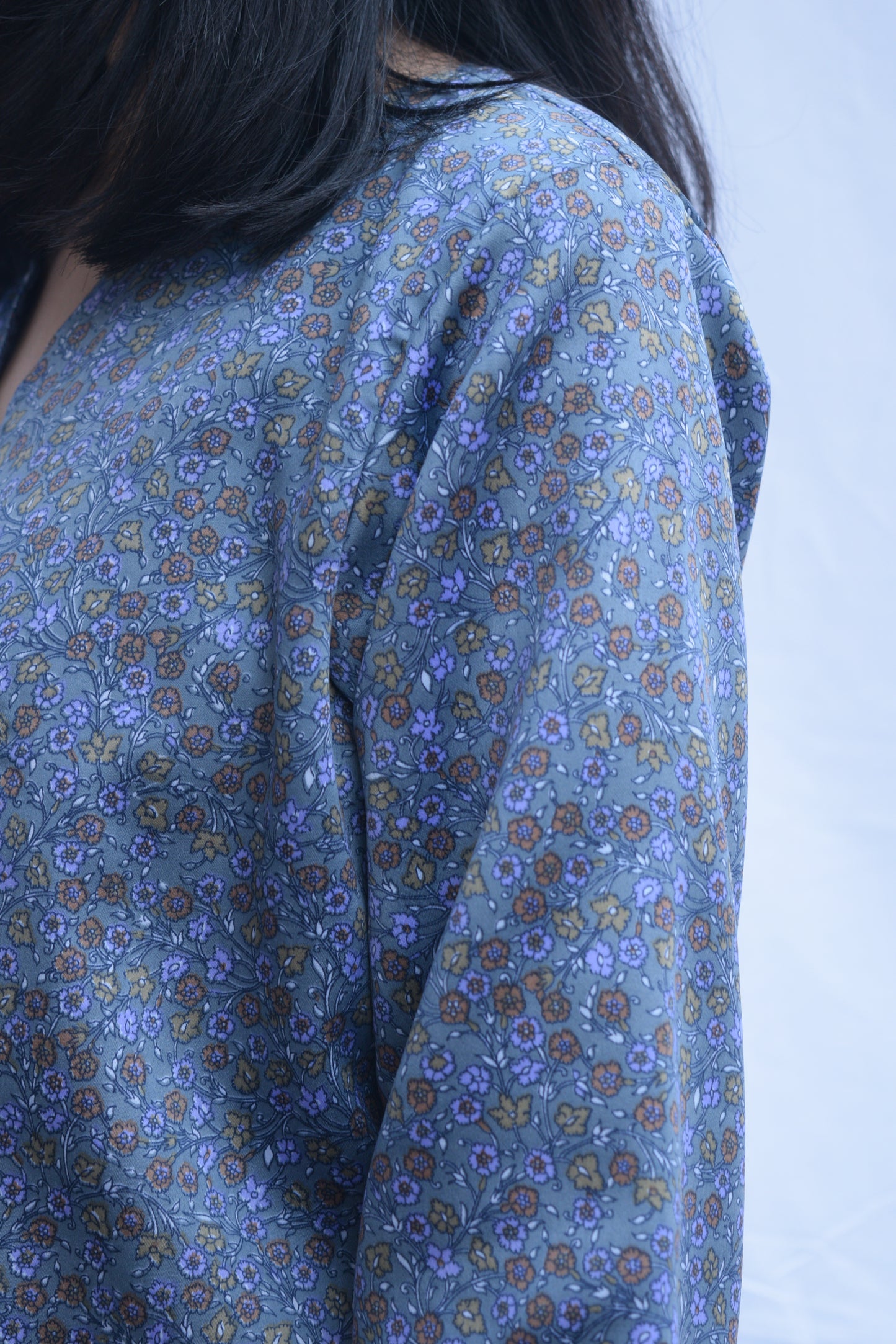 Printed Modal Silk Short Kurti - Blue