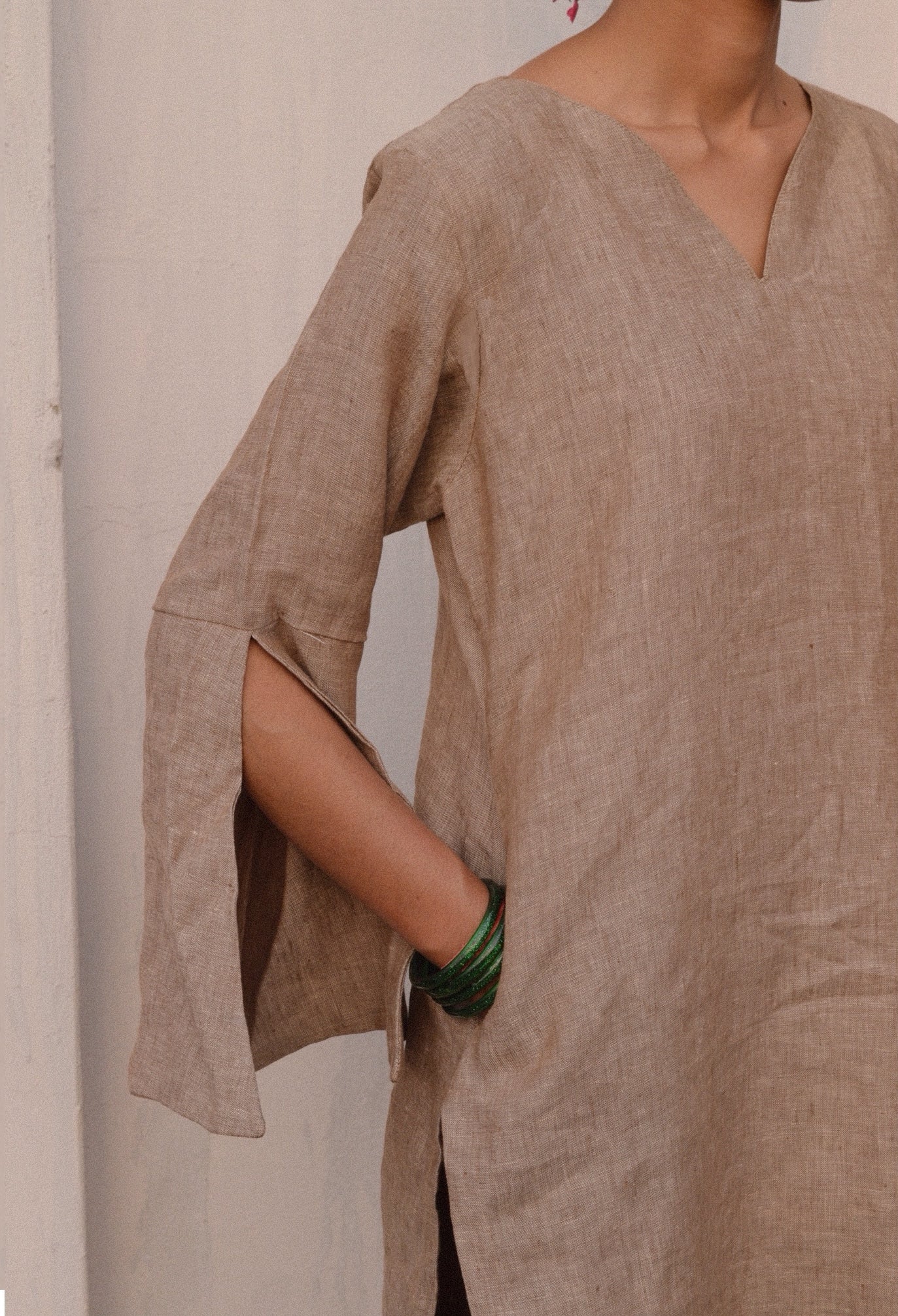 Brown Linen Kurta