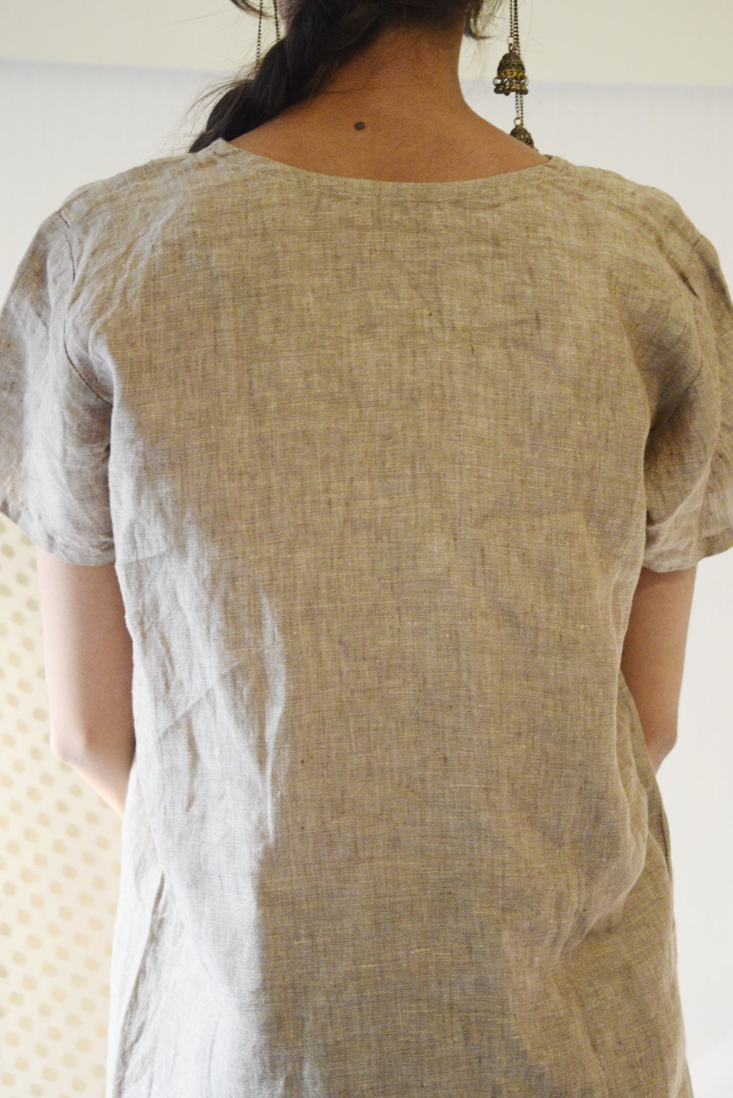 Linen Short Kurti Brown