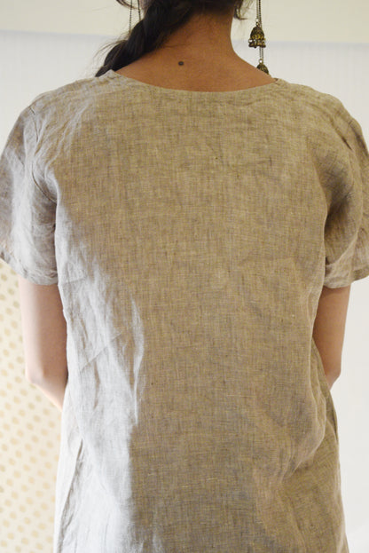 Linen Short Kurti Brown