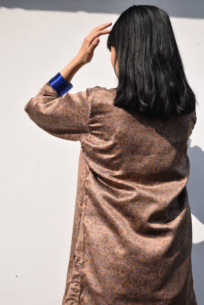 Printed Modal Silk Short Kurti - Brown