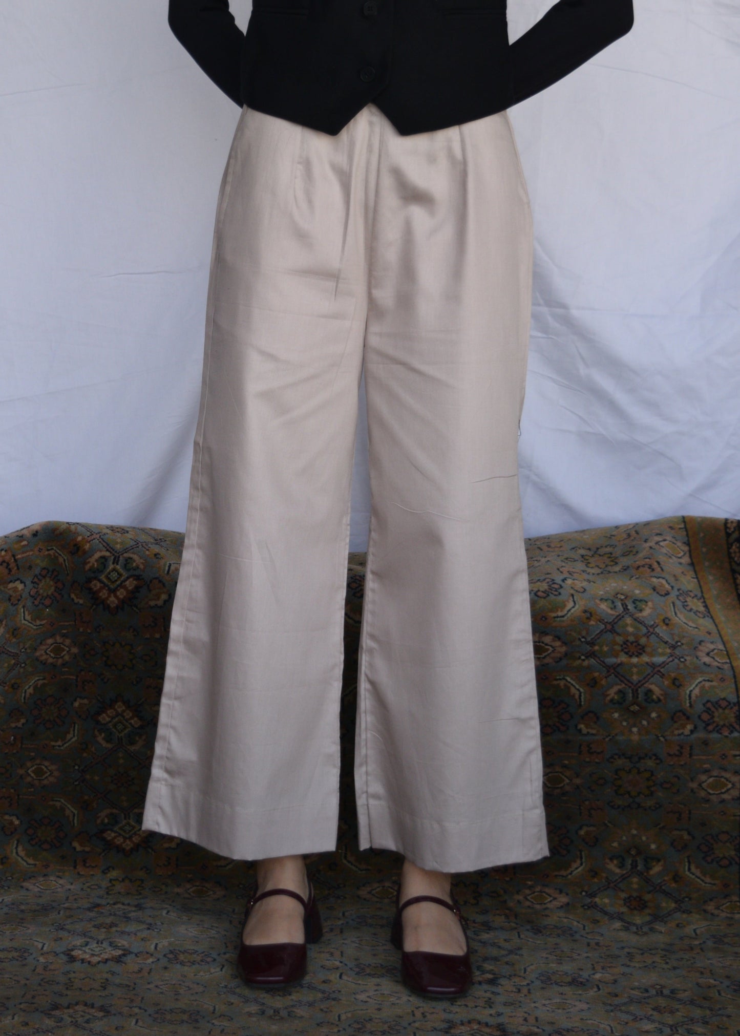 Casual Wide Leg Pants - Beige