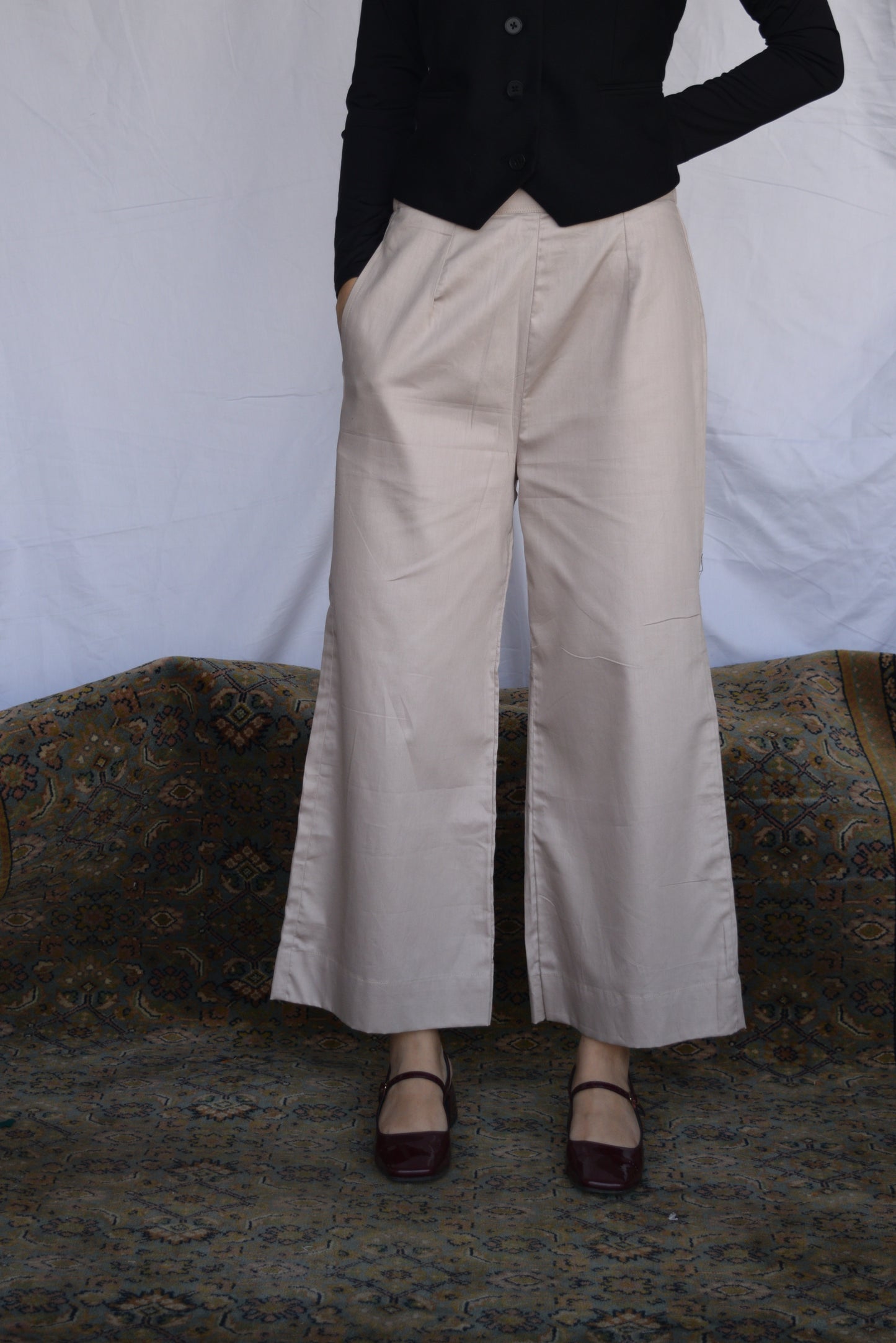 Casual Wide Leg Pants - Beige