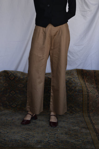 Casual Wide Leg Pants - Light Brown