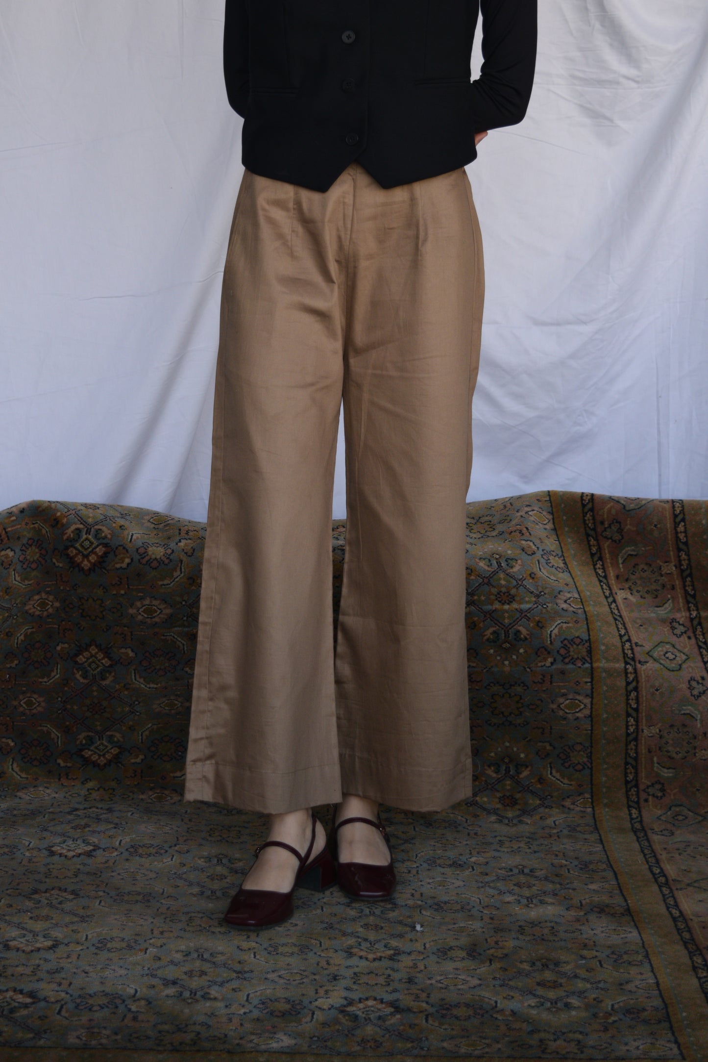 Casual Wide Leg Pants - Light Brown