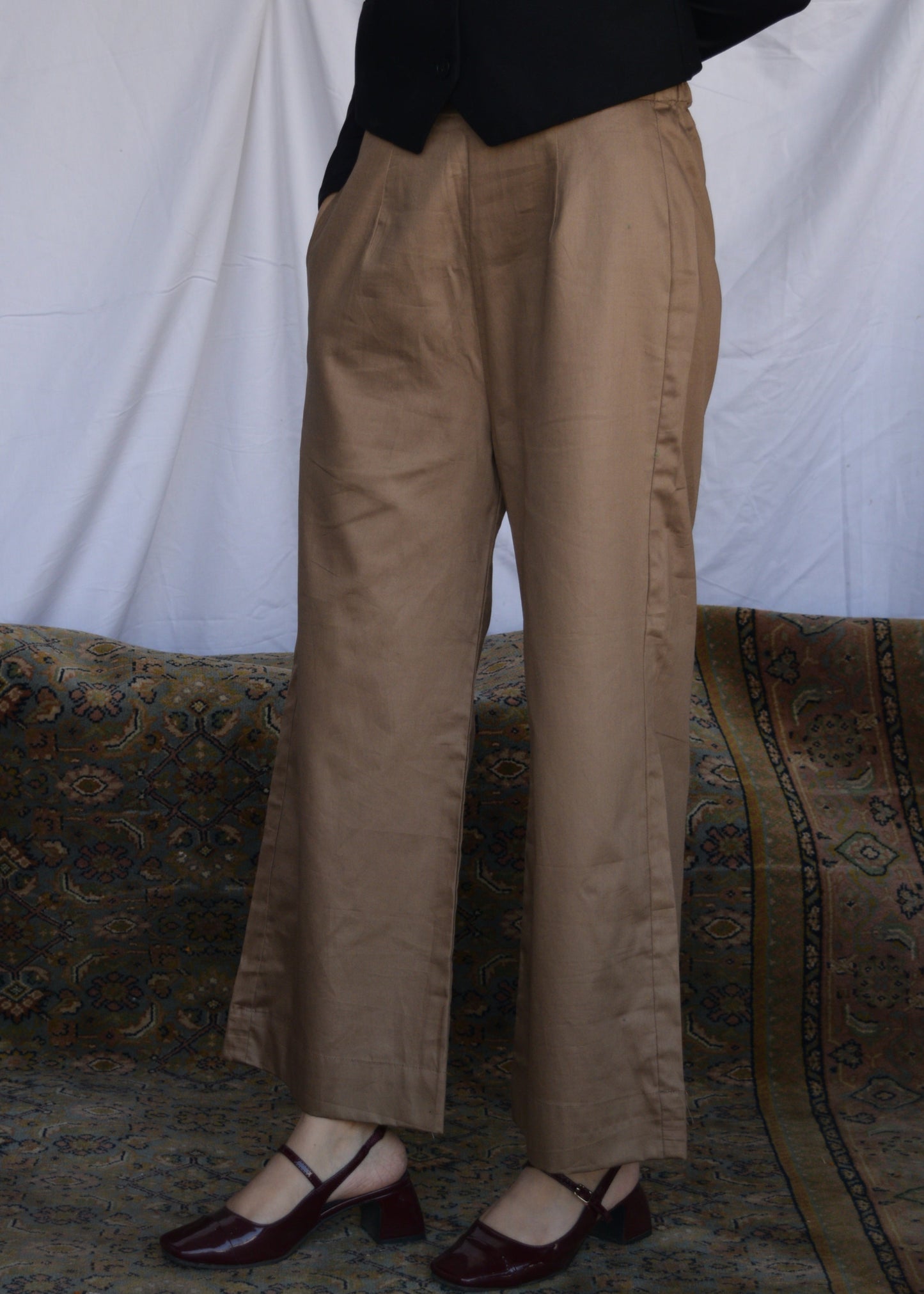 Casual Wide Leg Pants - Light Brown