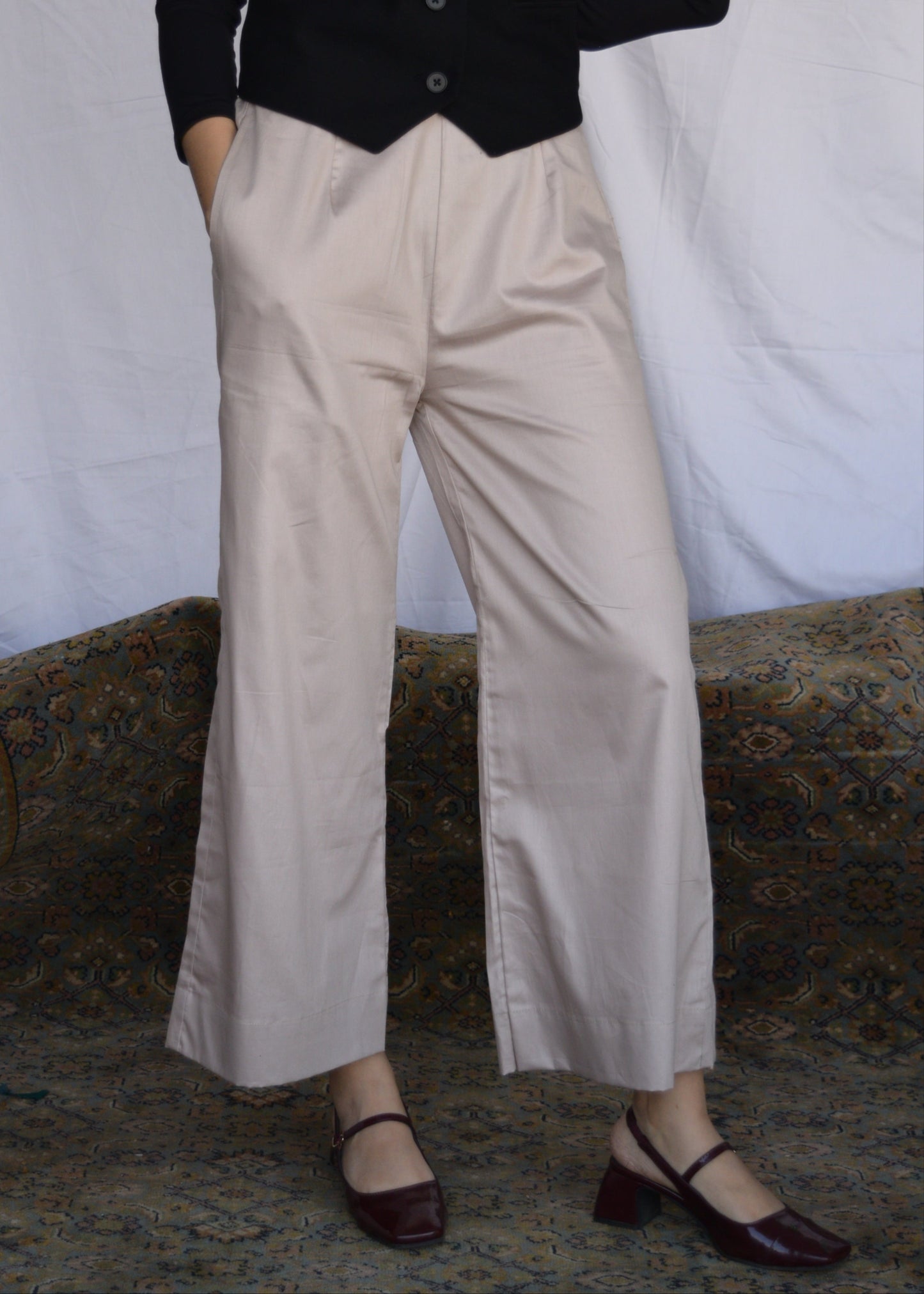 Casual Wide Leg Pants - Beige